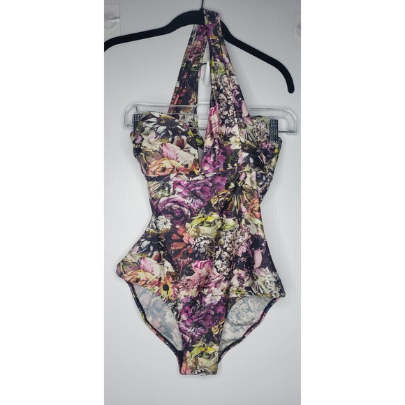 Zimmermann Swim Zimmermann Dark Floral One Arm One Piece Swimsuit